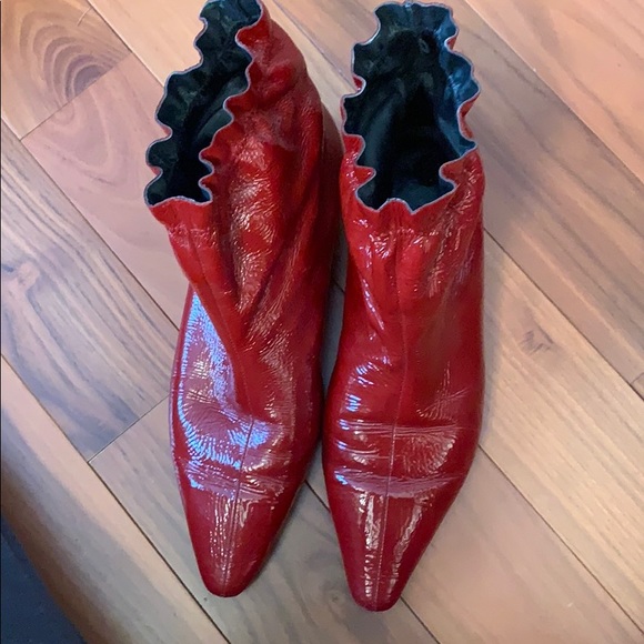 red patent bootie